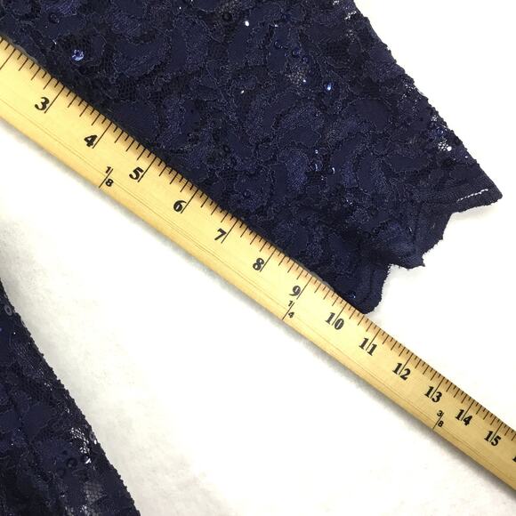 ALEX EVENINGS Sequined Lace Sheath Navy Blue Dress and Jacket Sz 10 - Picture 12 of 13